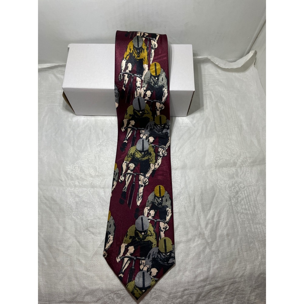 Studio 830 Cycling Biker Rider Burgundy Polyester Necktie Mens
